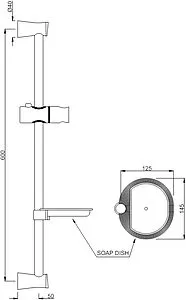 Душевая штанга Jaquar хром SHA-CHR-1187N Душевая штанга Jaquar хром SHA-CHR-1187N, 2