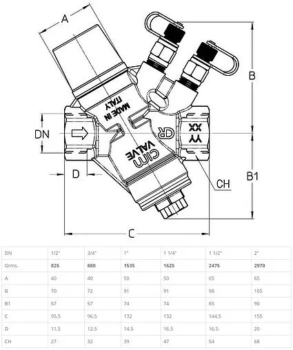 Балансировочный клапан ½&quot;в х ½&quot;в Kvs 3.6 Cimberio CIM 767HP 12