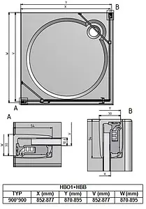Душевое ограждение 900x900мм прозрачное стекло Roltechnik Hitech Line HBO1+HBB/900*900 284-9000000-06-02+286-9000000-06-02 Душевое ограждение 900x900мм прозрачное стекло Roltechnik Hitech Line HBO1+HBB/900*900 284-9000000-06-02+286-9000000-06-02, 3