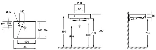 Раковина Jacob Delafon Rythmik 60 R белый EXQ112-00 Раковина Jacob Delafon Rythmik 60 R белый EXQ112-00