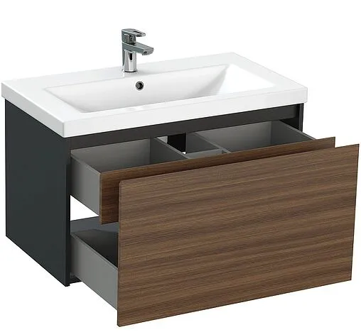 Тумба-умывальник подвесная Cersanit Grande 80 чёрный орех 64760+S-UM-COM80/1-w