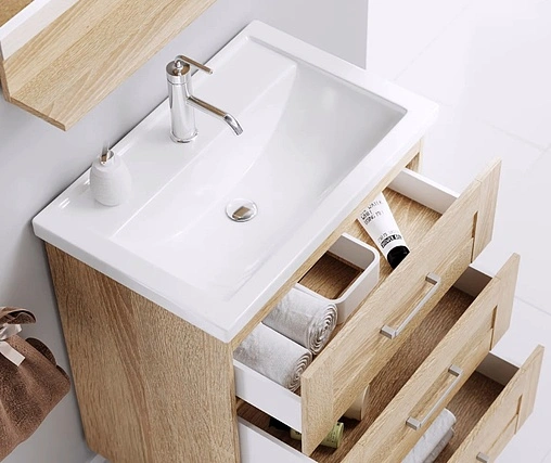 Тумба-умывальник подвесная Aqwella Foster 80 дуб сонома FOS01082DS+4640021064733