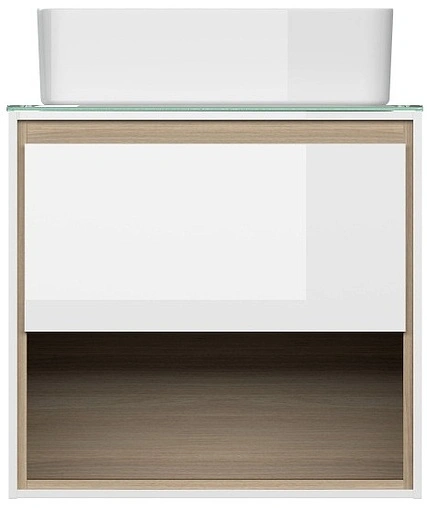 Тумба под умывальник подвесная Cersanit Louna 60 белый/дуб Эврика SP-SZ-LOU60-BL/Wh