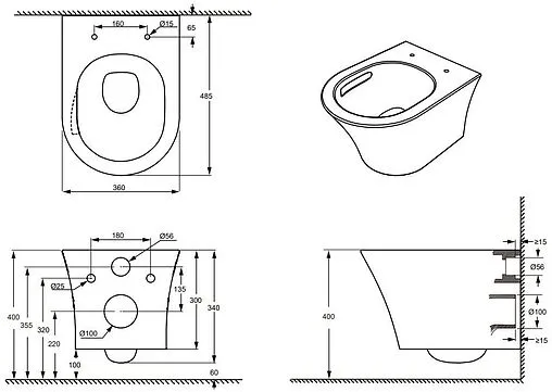 Унитаз подвесной безободковый Aquanet Zvezda Rimless белый ZV-3 Унитаз подвесной безободковый Aquanet Zvezda Rimless белый ZV-3