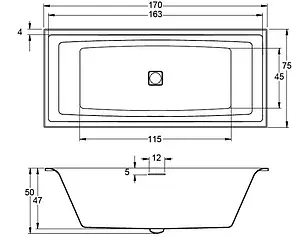 Ванна акриловая Riho STILL SQUARE LED 170x75 R B100004005, 2