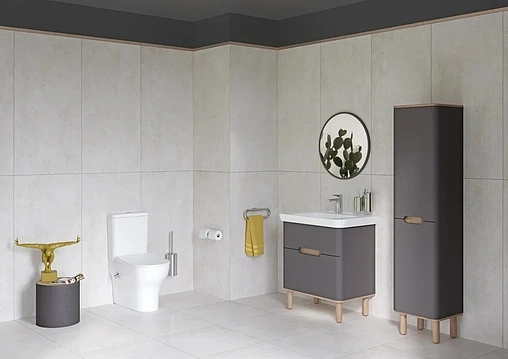 Тумба-умывальник VitrA Sento 65 антрацит/светлое дерево 60834