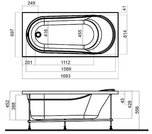 Панель для ванны боковая Am.Pm Joy/Spirit/Like 70 белый W85A-170-070W-S