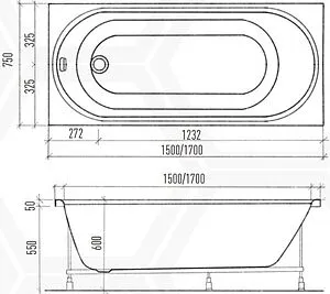 Ванна акриловая Aquanika Round 170х75 A1017075025 Ванна акриловая Aquanika Round 170х75 A1017075025, 2