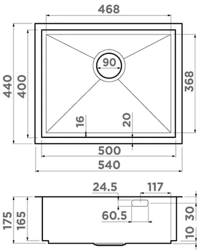Мойка кухонная Omoikiri Kasen 54-16 INT GM вороненая сталь 4997061