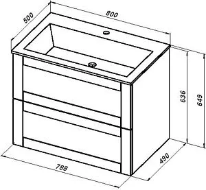 Тумба-умывальник подвесная Aquanet Терра 80 белый матовый 00313234+, 2