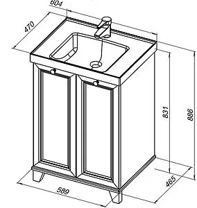 Тумба-умывальник напольная Aquanet Амели 60 белый 00261989+641587, 2