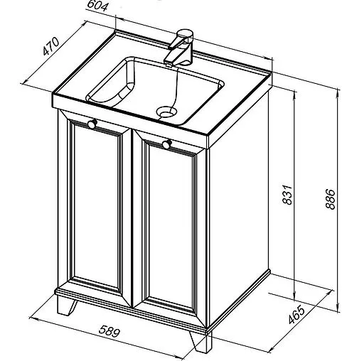 Тумба-умывальник напольная Aquanet Амели 60 белый 00261989+641587