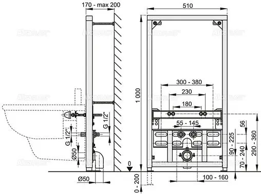 Инсталляция для биде AlcaPlast A105/1000