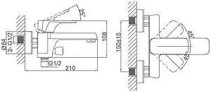 Смеситель для ванны D&K Berlin Technische чёрный/хром DA1433215, 2