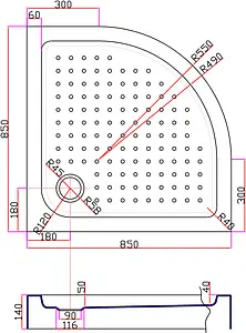Поддон для душа Cezares Tray TRAY-A-R-85-550-15-W Поддон для душа Cezares Tray TRAY-A-R-85-550-15-W, 4