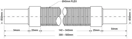 Слив гофрированный Mc Alpine 32x32мм L=310-500мм MRMF105A
