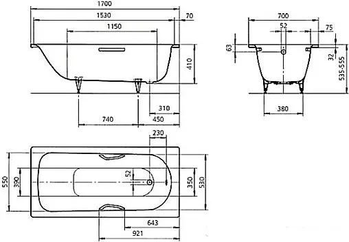 Ванна стальная Kaldewei Saniform Plus Star 170x70 mod. 335 anti-slip+easy-clean с отв. для ручек белый 133530003001 Ванна стальная Kaldewei Saniform Plus Star 170x70 mod. 335 anti-slip+easy-clean с отв. для ручек белый 133530003001