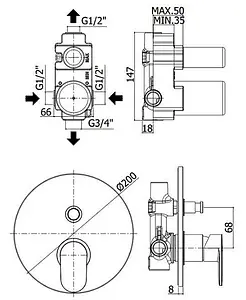 Смеситель для ванны скрытого монтажа Paffoni Candy хром CA015CR, 2