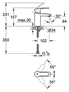 Смеситель для раковины Grohe Eurostyle Cosmopolitan хром 3246820E, 2