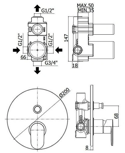 Смеситель для ванны скрытого монтажа Paffoni Candy хром CA015CR