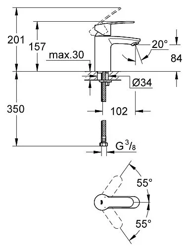 Смеситель для раковины Grohe Eurostyle Cosmopolitan хром 3246820E Смеситель для раковины Grohe Eurostyle Cosmopolitan хром 3246820E