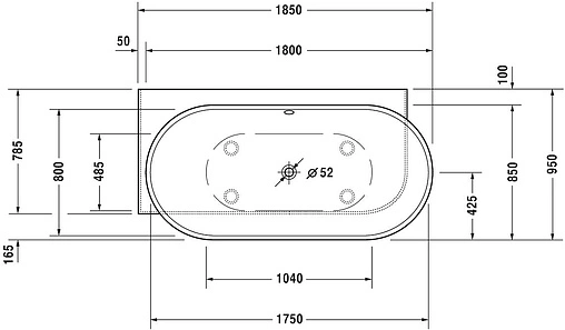 Ванна из искусственного камня Duravit Luv 185x95 белый 700431000000000
