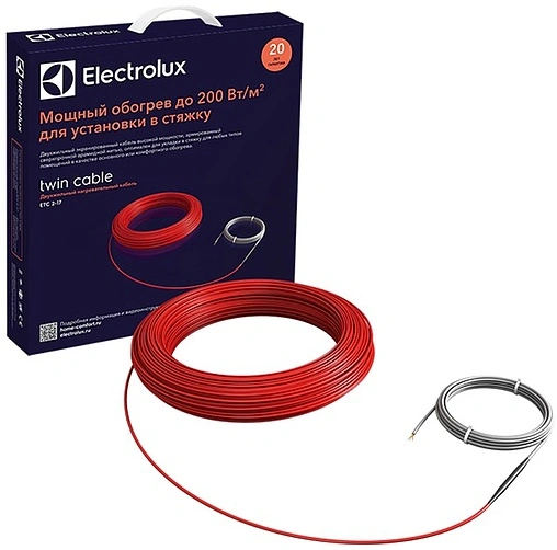 Теплый пол (нагревательный кабель) Electrolux Twin cable 2000Вт 10,0 - 16,7м² ETC 2-17-2000