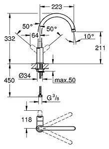Смеситель для кухни Grohe BauEdge хром 31367000 Смеситель для кухни Grohe BauEdge хром 31367000, 2