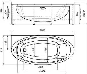 Ванна акриловая Radomir Неаполи 180х85 1-01-0-0-1-031, 2