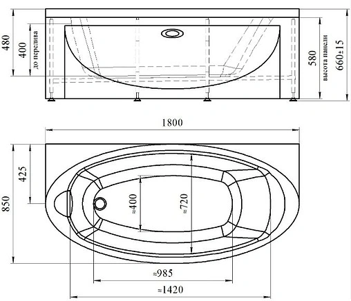 Ванна акриловая Radomir Неаполи 180х85 1-01-0-0-1-031 Ванна акриловая Radomir Неаполи 180х85 1-01-0-0-1-031