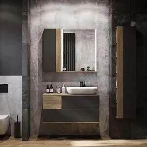 Тумба-умывальник подвесная Aquaton Терра 105 дуб кантри/антрацит 1A2469K2TEKA0, 5