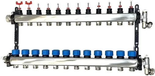 Группа коллекторная с расходомерами 12 отводов 1&quot;в/н x ¾&quot;ек Henco UFH-0605MDSS12
