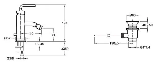 Смеситель для биде Jacob Delafon Purist хром E14434-4A-CP Смеситель для биде Jacob Delafon Purist хром E14434-4A-CP