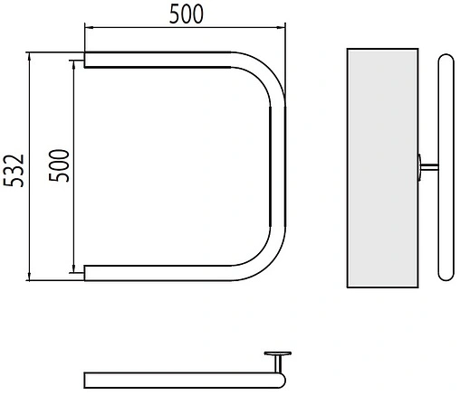 Полотенцесушитель водяной Terminus П-образный AISI 1&quot; БШ 500х500 полированная сталь 4620768881596