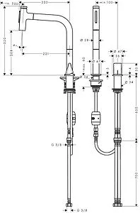 Смеситель для кухни с выдвижным изливом Hansgrohe Metris Select M71 хром 73819000, 2