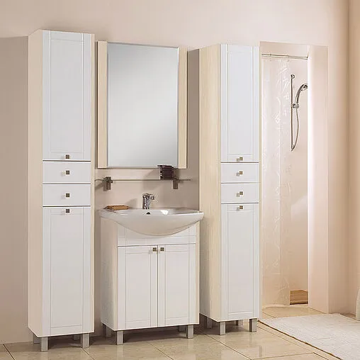 Шкаф-пенал напольный Aquaton Альпина 35 белый/дуб молочный 1A135003AL530