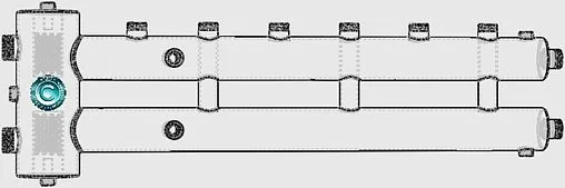 Распределительный коллектор 4 контура с гидрострелкой 1¼&quot;н x 1&quot;н Север-R-М4(Aisi) 1955005