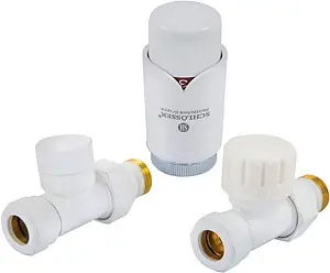Комплект вентилей терморегулирующих прямых 15x1.0 x ½"н Schlosser Elegant белый 604200032 Комплект вентилей терморегулирующих прямых 15x1.0 x ½"н Schlosser Elegant белый 604200032, 1