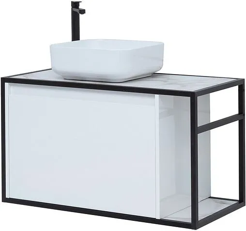 Тумба-умывальник подвесная Aquanet Nova Lite LOFT 90 L белый глянец 00261652+