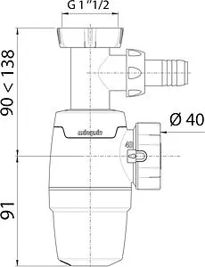 Сифон бутылочный для мойки Wirquin NEO 30987074 Сифон бутылочный для мойки Wirquin NEO 30987074, 2
