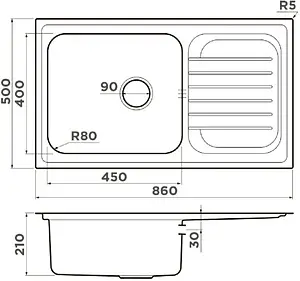 Мойка кухонная Omoikiri Haruna 86-IN нержавеющая сталь 4993451 Мойка кухонная Omoikiri Haruna 86-IN нержавеющая сталь 4993451, 2