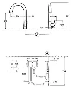 Смеситель для кухни с выдвижным изливом Jacob Delafon Sensate хром E72218-B7-CP, 2