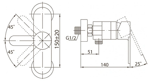 Смеситель для душа BelBagno Tanaro хром TAN-ESDM-CRM