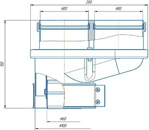 Адаптер разделительный Ø 60/100 x 80/80мм (алюм.) Krats VA80-80B, 2