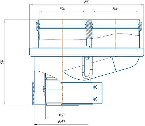 Адаптер разделительный Ø 60/100 x 80/80мм (алюм.) Krats VA80-80B