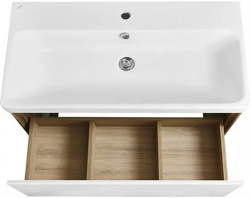 Тумба под умывальник подвесная Aquaton Либерти 90 белый/дуб эльвезия 1A279901LYC70