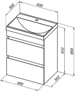 Тумба-умывальник подвесная Aquanet Нота New 50 дуб светлый 00334196+00204095 Тумба-умывальник подвесная Aquanet Нота New 50 дуб светлый 00334196+00204095, 2