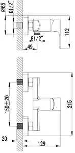 Смеситель для душа Lemark plus Factor хром LM1603C, 2