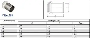 Гильза пресс 16мм Valtec VTm.290.N.000016 Гильза пресс 16мм Valtec VTm.290.N.000016, 2
