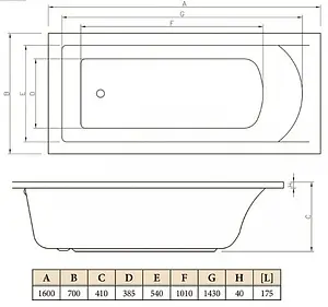 Ванна акриловая C-bath Selena 160x70 CBQ007002 Ванна акриловая C-bath Selena 160x70 CBQ007002, 2